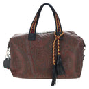 ETRO Paisley Fringe Hand Bag Nylon 2way Bordeaux Silver Auth am12692V-13