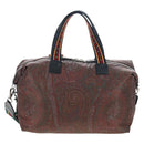 ETRO Paisley Fringe Hand Bag Nylon 2way Bordeaux Silver Auth am12692V-2