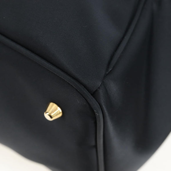 Burberrys Nova Check Boston Bag Nylon Black Gold Auth am12695A