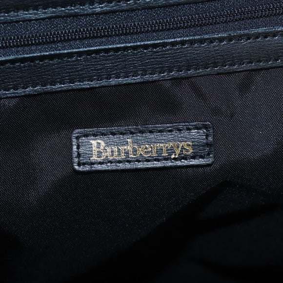 Burberrys Nova Check Boston Bag Nylon Black Gold Auth am12695A