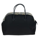 Burberrys Nova Check Boston Bag Nylon Black Gold Auth am12695A-3