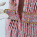 CHANEL No Sleeve Dress Tweed 36 Pink Gold CC Auth am12696M-10
