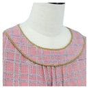 CHANEL No Sleeve Dress Tweed 36 Pink Gold CC Auth am12696M-12