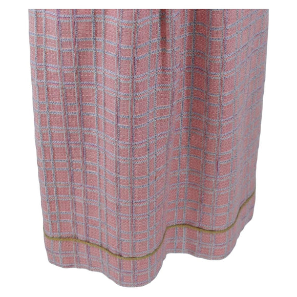 CHANEL No Sleeve Dress Tweed 36 Pink Gold CC Auth am12696M