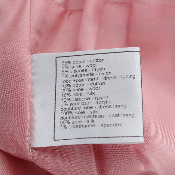 CHANEL No Sleeve Dress Tweed 36 Pink Gold CC Auth am12696M