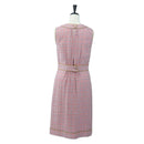 CHANEL No Sleeve Dress Tweed 36 Pink Gold CC Auth am12696M-2
