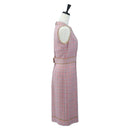 CHANEL No Sleeve Dress Tweed 36 Pink Gold CC Auth am12696M-4