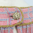 CHANEL No Sleeve Dress Tweed 36 Pink Gold CC Auth am12696M-6