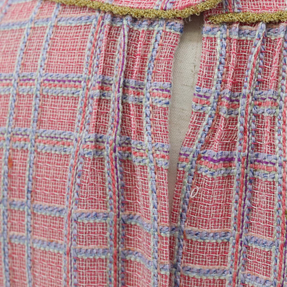 CHANEL No Sleeve Dress Tweed 36 Pink Gold CC Auth am12696M