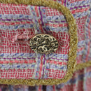CHANEL No Sleeve Dress Tweed 36 Pink Gold CC Auth am12696M-9