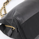 PRADA Chain Tote Bag Leather Nylon Black Gold Auth am12698V-15