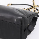 PRADA Chain Tote Bag Leather Nylon Black Gold Auth am12698V-16