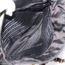 PRADA Chain Tote Bag Leather Nylon Black Gold Auth am12698V-26