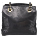 PRADA Chain Tote Bag Leather Nylon Black Gold Auth am12698V-2