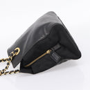 PRADA Chain Tote Bag Leather Nylon Black Gold Auth am12698V-3