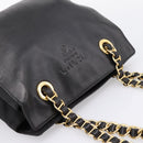 PRADA Chain Tote Bag Leather Nylon Black Gold Auth am12698V-6