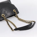 PRADA Chain Tote Bag Leather Nylon Black Gold Auth am12698V-7