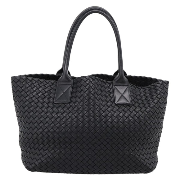 Bottega Veneta INTRECCIATO Cabas PM Hand Bag Leather Black 141498 Auth am12699V