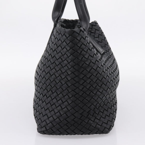 Bottega Veneta INTRECCIATO Cabas PM Hand Bag Leather Black 141498 Auth am12699V