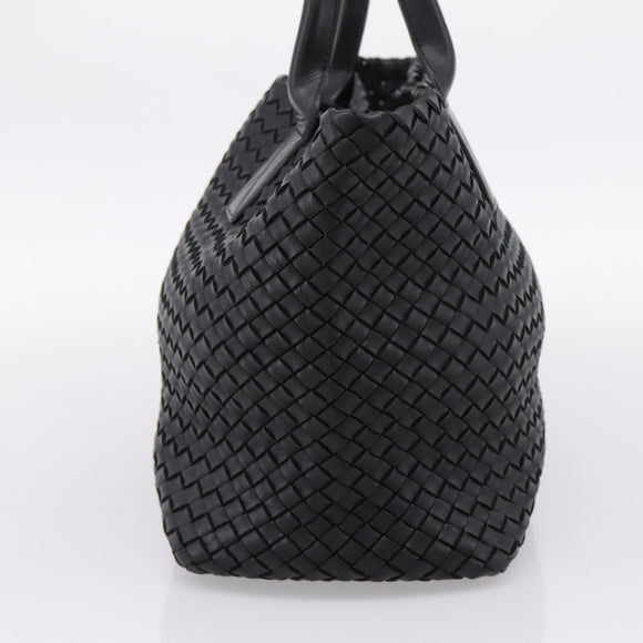 Bottega Veneta INTRECCIATO Cabas PM Hand Bag Leather Black 141498 Auth am12699V