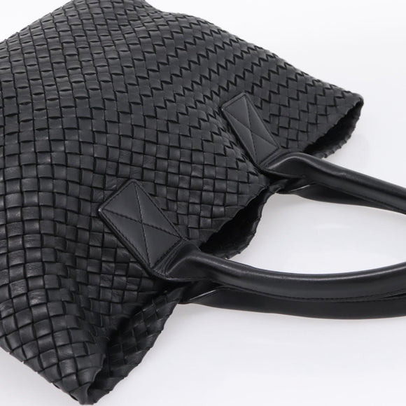 Bottega Veneta INTRECCIATO Cabas PM Hand Bag Leather Black 141498 Auth am12699V