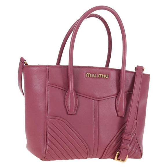 Miu Miu Hand Bag Leather 2way Pink Gold 5BA145 Auth am12700V