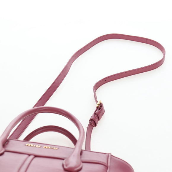 Miu Miu Hand Bag Leather 2way Pink Gold 5BA145 Auth am12700V