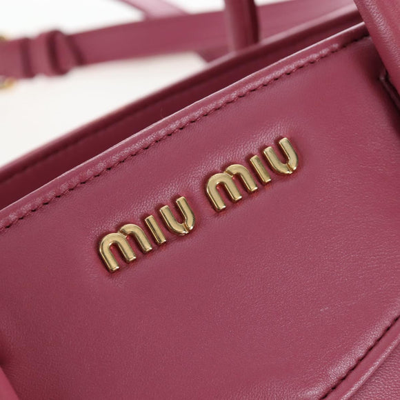Miu Miu Hand Bag Leather 2way Pink Gold 5BA145 Auth am12700V