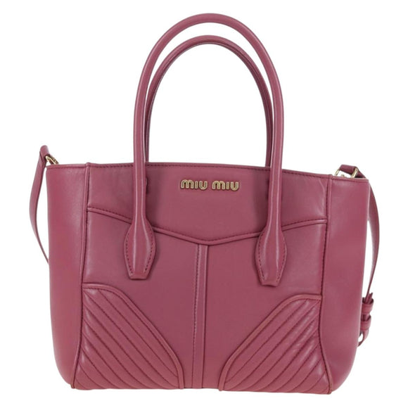 Miu Miu Hand Bag Leather 2way Pink Gold 5BA145 Auth am12700V