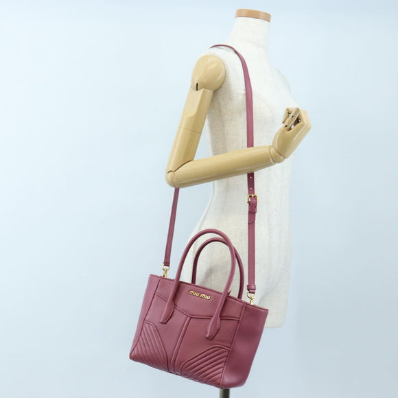 Miu Miu Hand Bag Leather 2way Pink Gold 5BA145 Auth am12700V