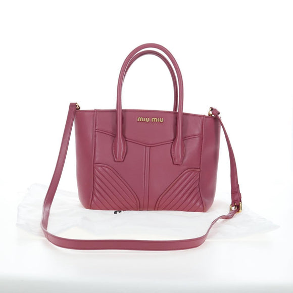 Miu Miu Hand Bag Leather 2way Pink Gold 5BA145 Auth am12700V