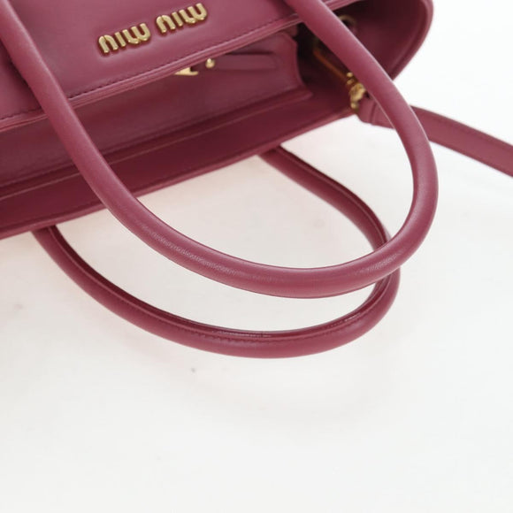 Miu Miu Hand Bag Leather 2way Pink Gold 5BA145 Auth am12700V