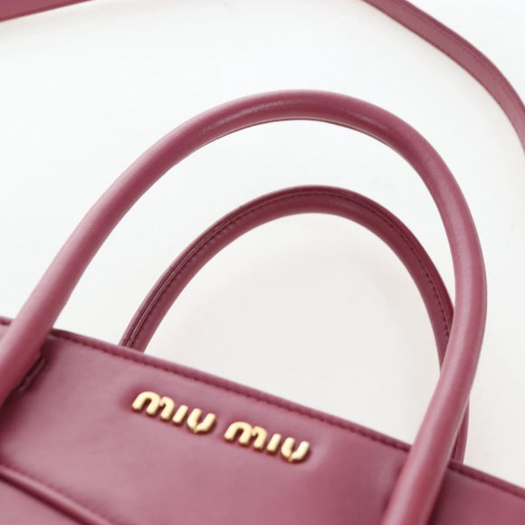 Miu Miu Hand Bag Leather 2way Pink Gold 5BA145 Auth am12700V