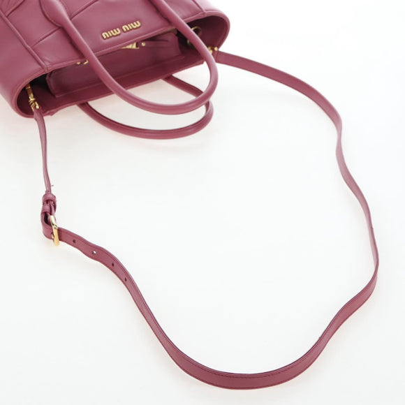 Miu Miu Hand Bag Leather 2way Pink Gold 5BA145 Auth am12700V