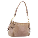 Miu Miu Side Ribbon Accessories Hand Bag Leather 2way Pink Gold Auth am12701V-1