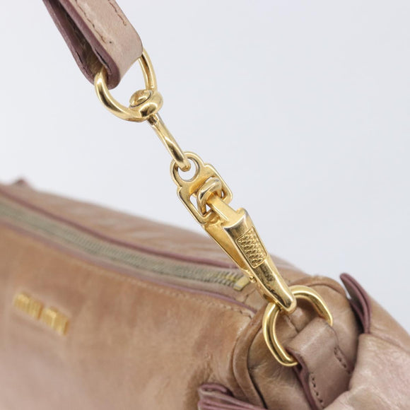Miu Miu Side Ribbon Accessories Hand Bag Leather 2way Pink Gold Auth am12701V