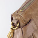 Miu Miu Side Ribbon Accessories Hand Bag Leather 2way Pink Gold Auth am12701V-9