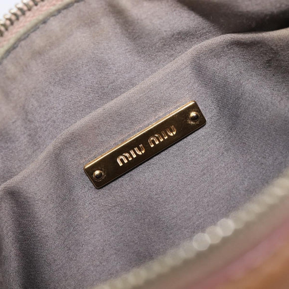 Miu Miu Side Ribbon Accessories Hand Bag Leather 2way Pink Gold Auth am12701V