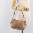 Miu Miu Side Ribbon Accessories Hand Bag Leather 2way Pink Gold Auth am12701V-26