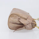 Miu Miu Side Ribbon Accessories Hand Bag Leather 2way Pink Gold Auth am12701V-3