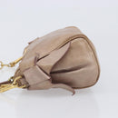Miu Miu Side Ribbon Accessories Hand Bag Leather 2way Pink Gold Auth am12701V-4