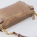 Miu Miu Side Ribbon Accessories Hand Bag Leather 2way Pink Gold Auth am12701V-6