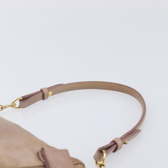 Miu Miu Side Ribbon Accessories Hand Bag Leather 2way Pink Gold Auth am12701V