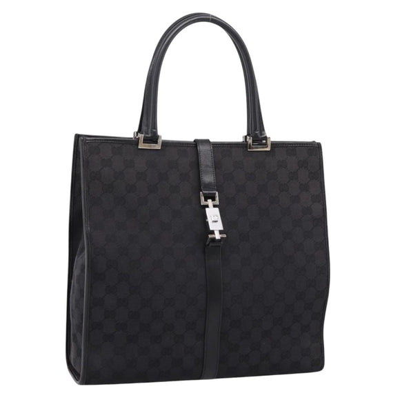 GUCCI GG Canvas Tote Bag Black Silver 002 1064 Auth am12702A