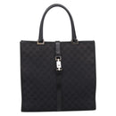 GUCCI GG Canvas Tote Bag Black Silver 002 1064 Auth am12702A-2