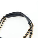 PRADA Chain Tote Bag Nylon Navy Gold Auth am12703V-14