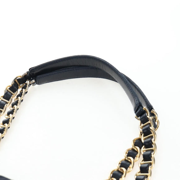 PRADA Chain Tote Bag Nylon Navy Gold Auth am12703V