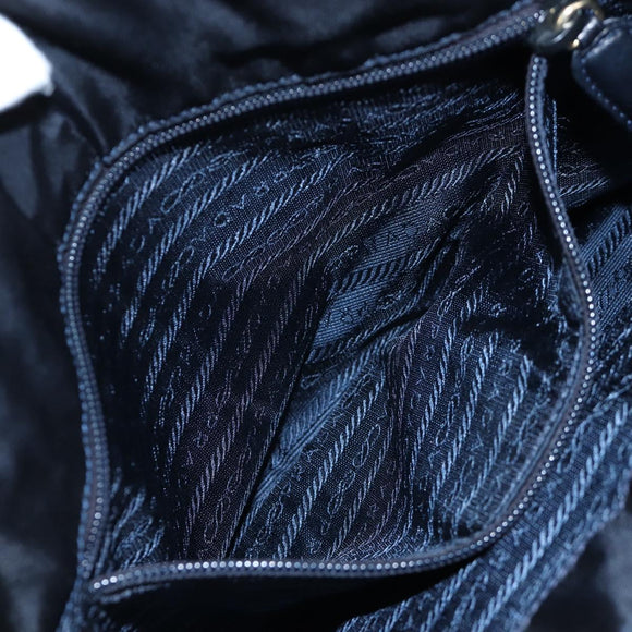 PRADA Chain Tote Bag Nylon Navy Gold Auth am12703V