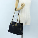PRADA Chain Tote Bag Nylon Navy Gold Auth am12703V-29