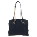 PRADA Chain Tote Bag Nylon Navy Gold Auth am12703V-2